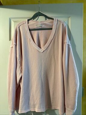 We The Free Blush Pink V-Neck Oversized Pullover